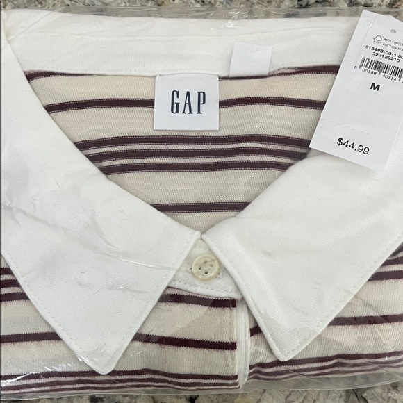 Women’s Cream and Maroon Striped Long Sleeve Rugby Shirt - Picture 4 of 5